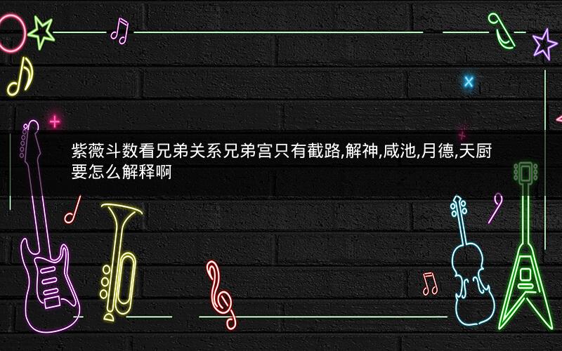紫薇斗数看兄弟关系兄弟宫只有截路,解神,咸池,月德,天厨要怎么解释啊