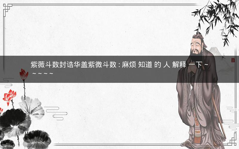 紫薇斗数封诰华盖紫微斗数 : 麻烦 知道 的 人 解释 一下 ~ ~ ~ ~ ~