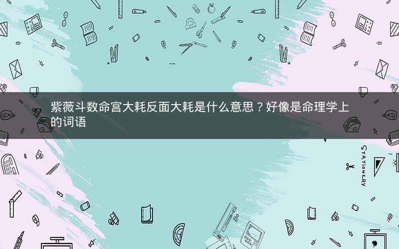 紫薇斗数命宫大耗反面大耗是什么意思?好像是命理学上的词语