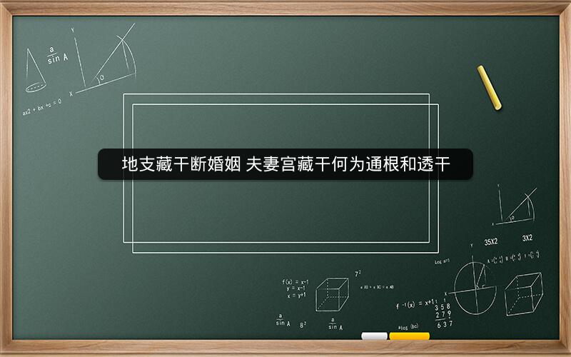 地支藏干断婚姻 夫妻宫藏干何为通根和透干