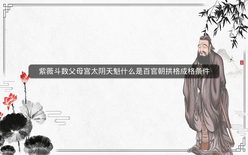 紫薇斗数父母宫太阴天魁什么是百官朝拱格成格条件