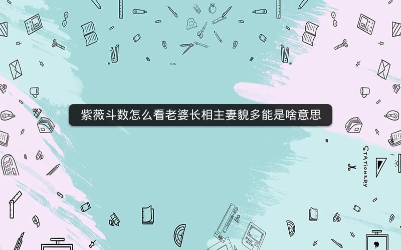紫薇斗数怎么看老婆长相主妻貌多能是啥意思