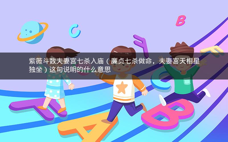 紫薇斗数夫妻宫七杀入庙(廉贞七杀做命,夫妻宫天相星独坐)这句说明的什么意思