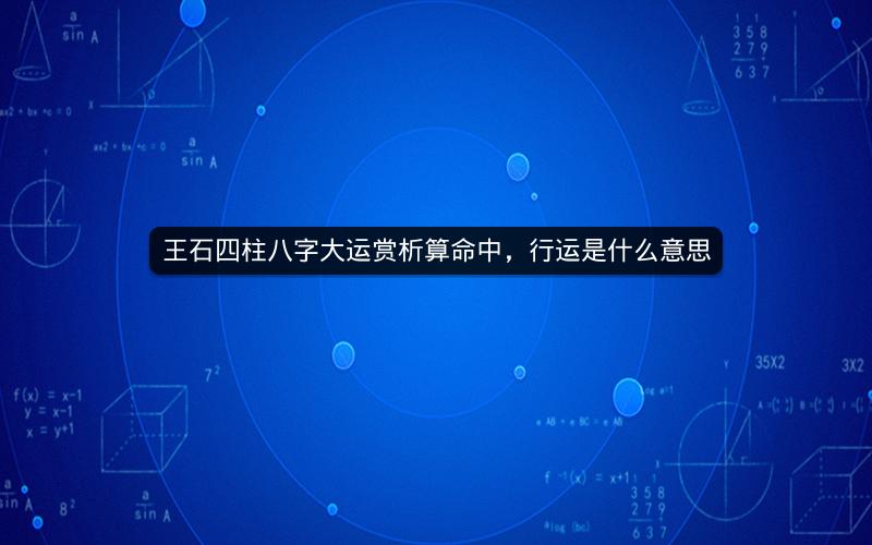 王石四柱八字大运赏析算命中，行运是什么意思