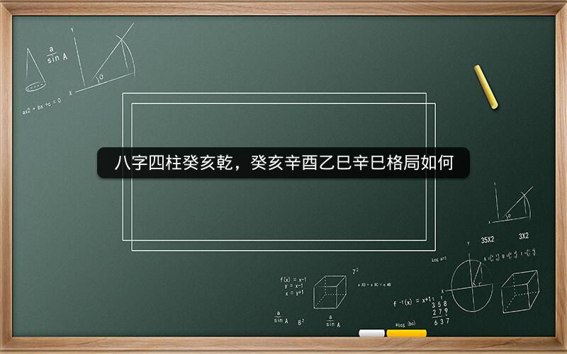 八字四柱癸亥乾，癸亥辛酉乙巳辛巳格局如何