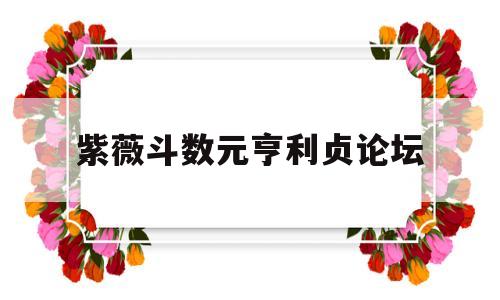 紫薇斗数元亨利贞论坛