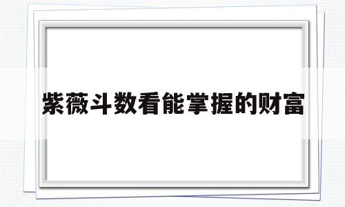 紫薇斗数看能掌握的财富的简单介绍