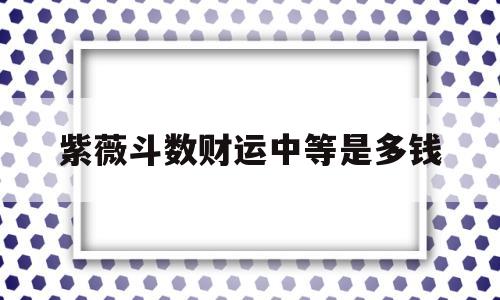 紫薇斗数财运中等是多钱的简单介绍