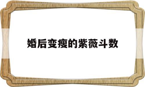 婚后变瘦的紫薇斗数的简单介绍