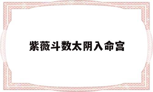 紫薇斗数太阴入命宫