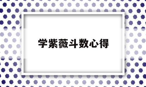 学紫薇斗数心得
