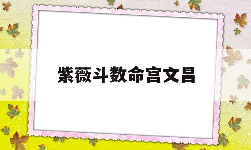 紫薇斗数命宫文昌 紫薇斗数命宫文昌
