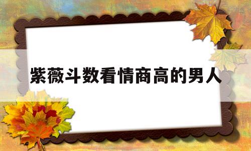 紫薇斗数看情商高的男人
