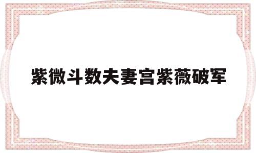 紫微斗数夫妻宫紫薇破军禄