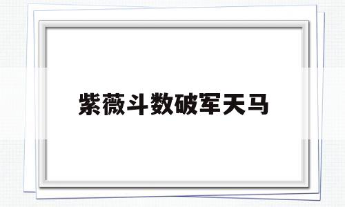 紫薇斗数破军天马 紫薇斗数破军天马