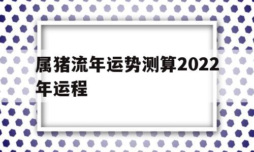 属猪流年运势测算2022年运程