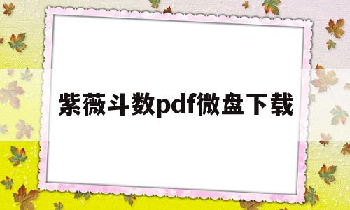 紫薇斗数pdf微盘下载