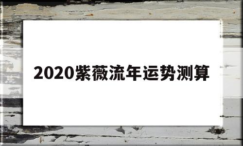 2020紫薇流年运势测算详解