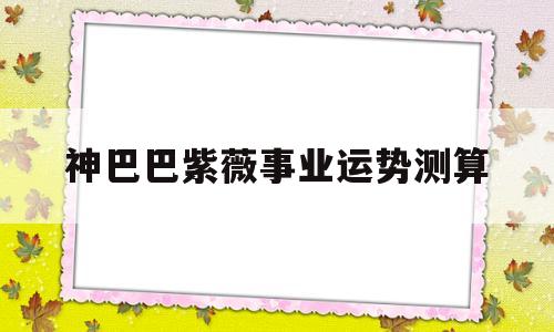 神巴巴紫薇事业运势测算的简单介绍 神巴巴紫薇事业运势测算的简单介绍