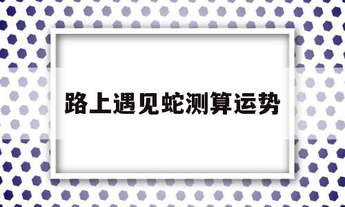 开车遇到路上有蛇运势